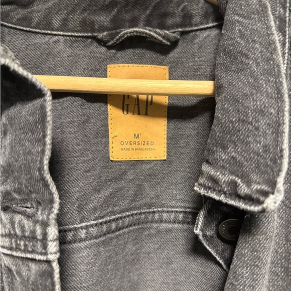 GAP Charcoal Oversized Denim Jacket MT - Picture 2 of 5